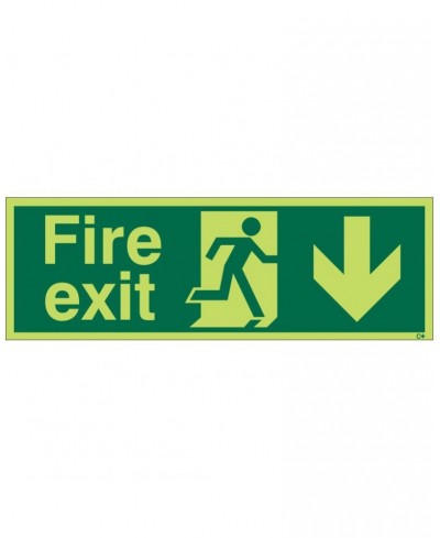 Photoluminescent Fire Exit Arrow Down Sign