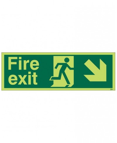 Photoluminescent Fire Exit Down Right Sign