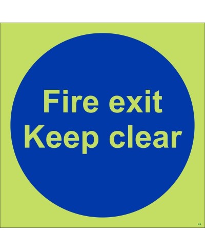 Glow in the Dark Fire Exit Keep Clear Door Sign
