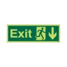 Photoluminescent Exit Arrow Down Sign