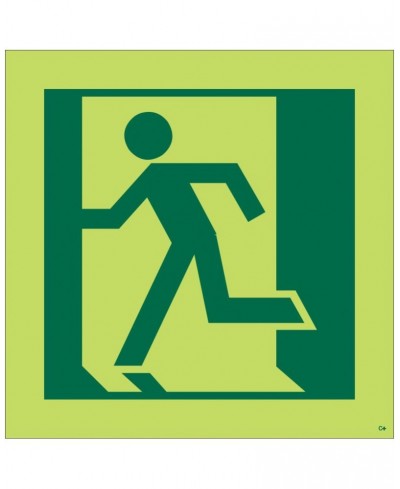 Photoluminescent "Man Running Left" Symbol Sign