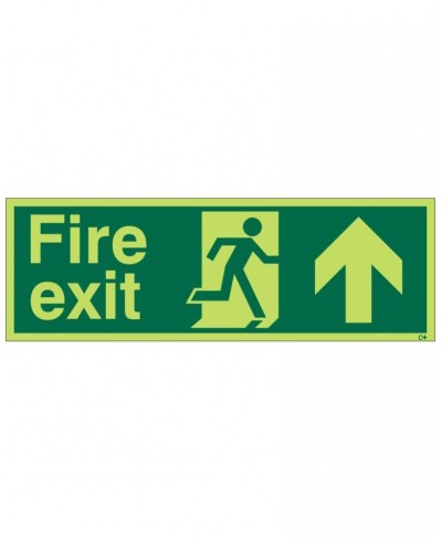 Extra Large Glow in the Dark Fire Exit Up Sign 900mm x 300mm