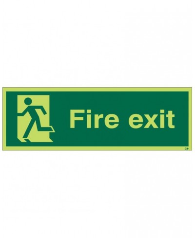 Extra Large Glow in the Dark Fire Exit Running Man Left Sign 900mm x 300mm