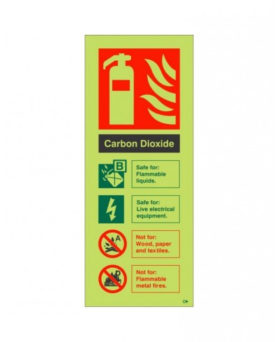 Glow in the Dark Carbon Dioxide Fire Extinguisher Sign