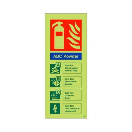 Glow in the Dark ABC Powder Fire Extinguisher Sign