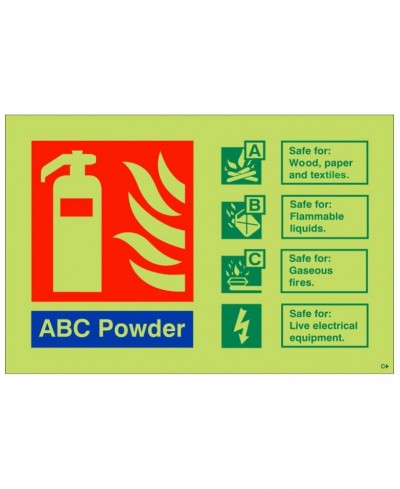 Glow In the Dark ABC Powder Fire Extinguisher Sign