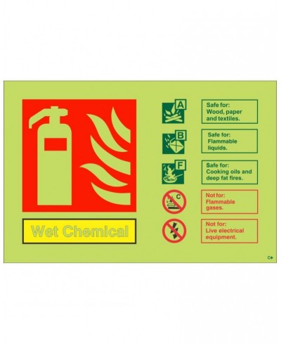 Glow In the Dark Wet Chemical Fire Extinguisher Sign