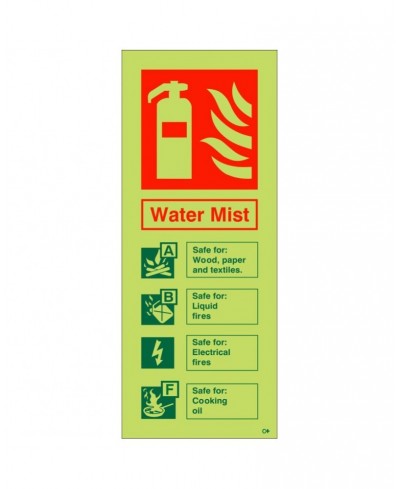 Glow in the Dark Water Mist Fire Extinguisher Sign