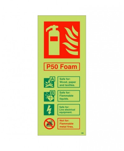 Glow In The Dark P50 Foam Fire Extinguisher ID Sign