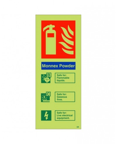 Glow In The Dark Monnex Powder Fire Extinguisher ID Sign