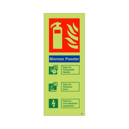 Glow In The Dark Monnex Powder Fire Extinguisher ID Sign 80x200h Portrait