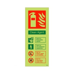 Glow In The Dark Clean Agent Fire Extinguisher ID Sign Glow In The Dark Clean Agent Fire Extinguisher ID Sign 80x200h