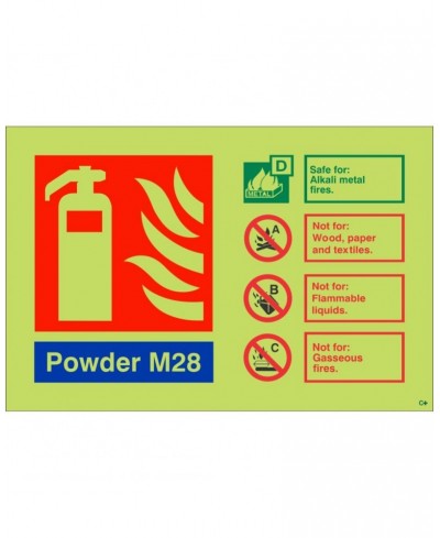 Glow In The Dark Powder M28 Fire Extinguisher ID Sign