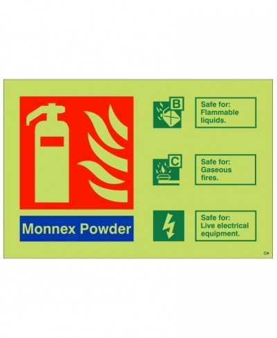 Glow In The Dark Monnex Powder Fire Extinguisher ID Sign