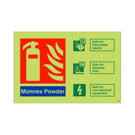 Glow In The Dark Monnex Powder Fire Extinguisher ID Sign