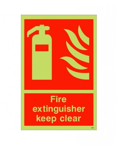 Glow in the Dark Fire Extinguisher Keep Clear Sign