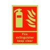 Glow in the Dark Fire Extinguisher Keep Clear Sign