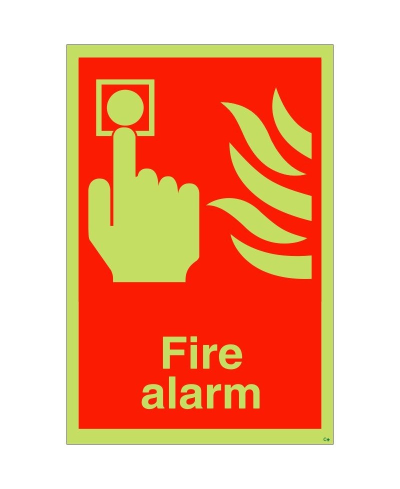 Glow in the Dark Fire Alarm Call Point Sign - Class C