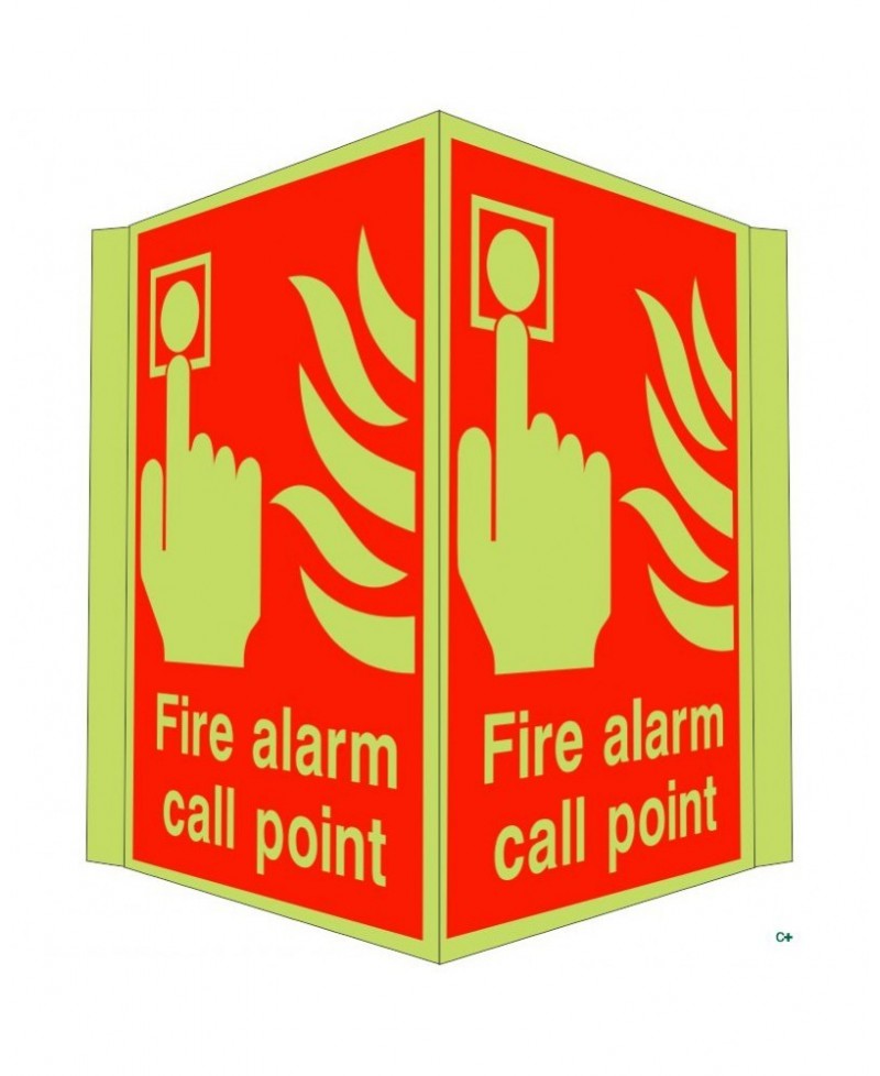 Photoluminescent Fire Alarm Call Point Projecting Sign