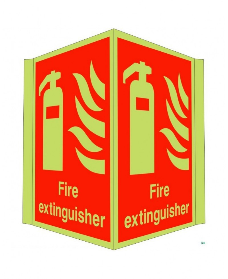 Photoluminescent Fire Extinguisher Projecting Sign