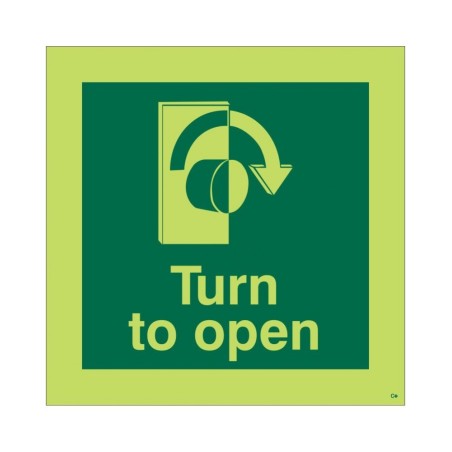 Glow in the Dark Turn Clockwise to Open Sign