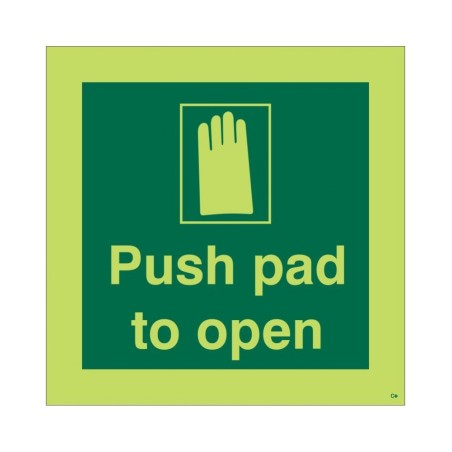 Glow in the Dark Push Pad To Open Sign