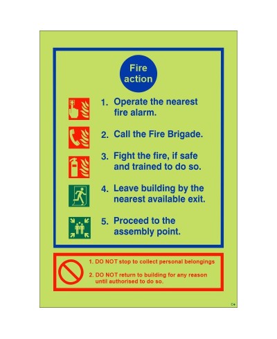 5 Point Fire Action Notice Sign