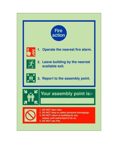 3 Point Fire Action Notice Sign - Your Assembly Point Is