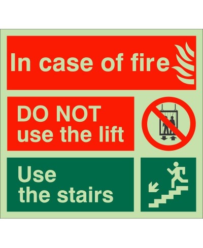 In Case of Fire Do Not Use the Lift Use the Stairs Fire Instruction Sign