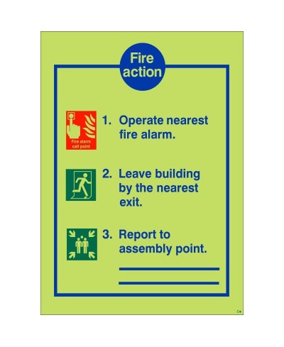 3 Point Fire Action Notice Sign