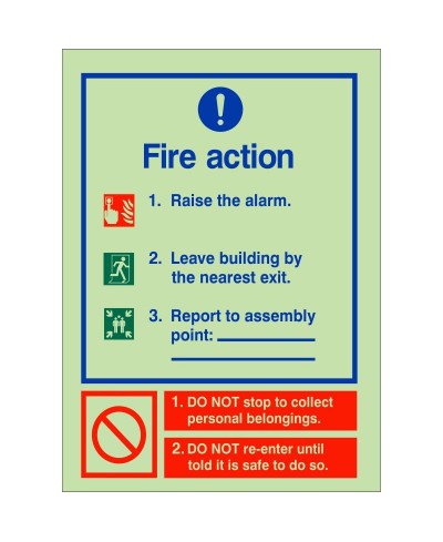 3 Points Fire Action Notice Sign