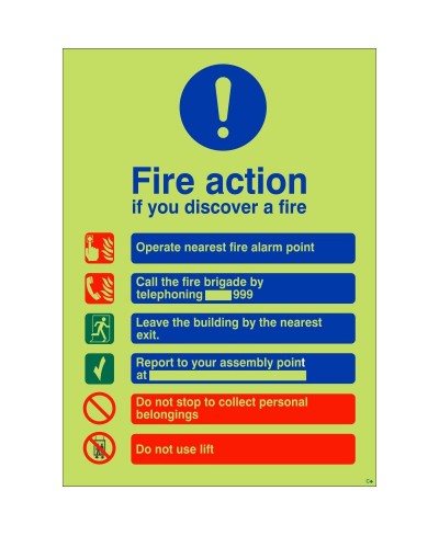 If You Discover A Fire Action Sign