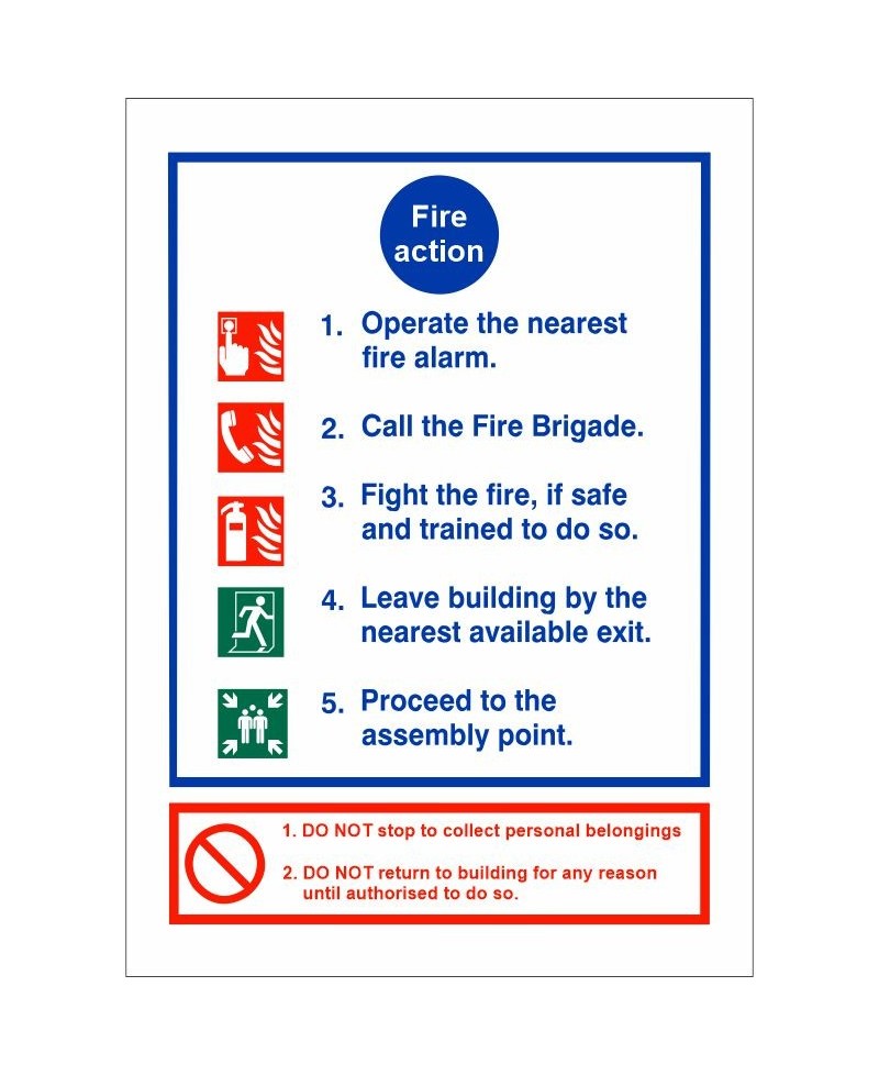 5 Point Fire Action Notice Sign