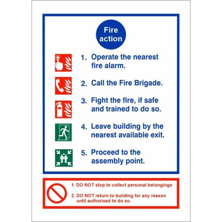 Fire Action Sign 200 x 300mm