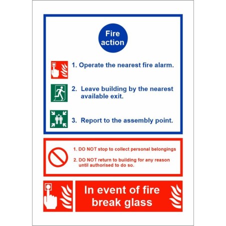 Fire Action Sign 200 x 300mm