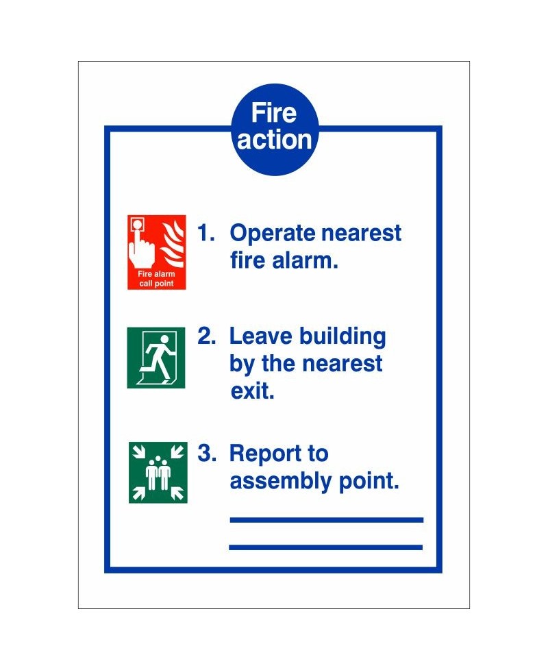 3 Point Fire Action Notice Sign