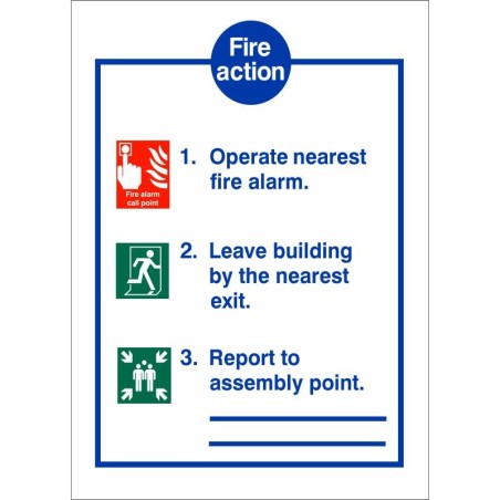 3 Point Fire Action Notice Sign