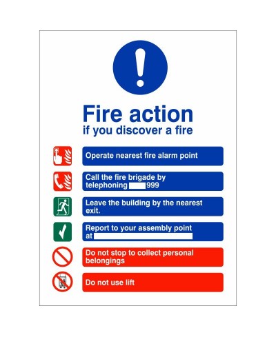 If You Discover A Fire Action Sign