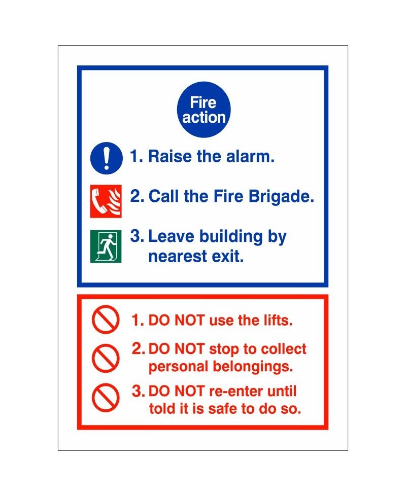 3 Point Fire Action Notice Sign - Raise The Alarm