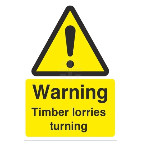 Warning Timber Lorries Turning Sign