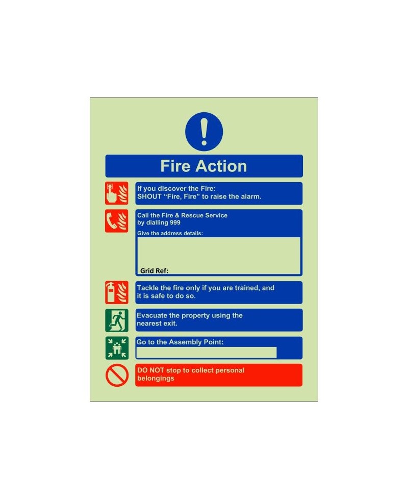 Glow In The Dark Holiday Lets Fire Action Notice Sign