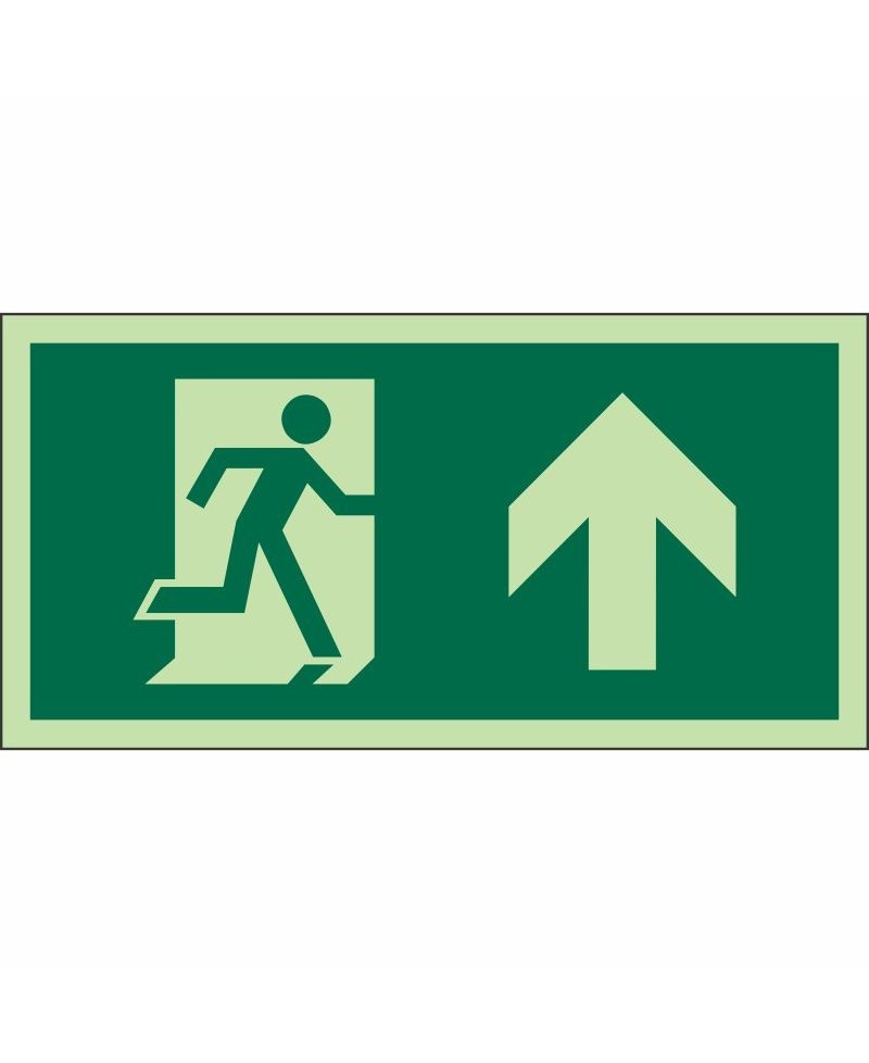 ISO Photoluminescent Fire Exit Arrow Up Sign