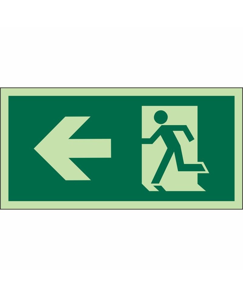 ISO Glow in the Dark Fire Exit Arrow Left Sign