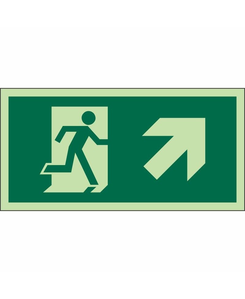 ISO Glow in the Dark Fire Exit Arrow Up Right Sign