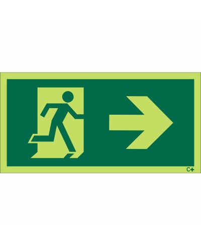 ISO Glow in the Dark Fire Exit Arrow Right Sign