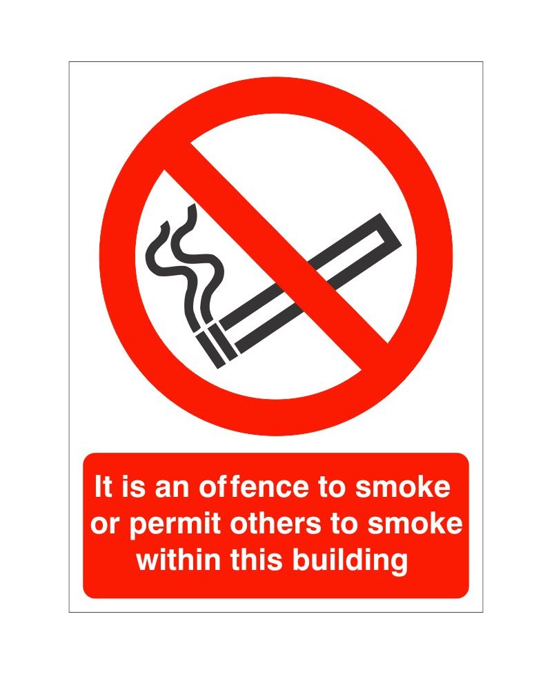 It Is An Offence To Smoke Or Permit Others To Smoke In This Building Sign