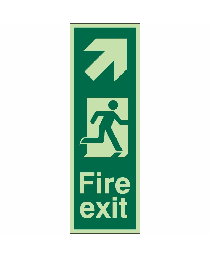 Portrait Glow In Dark Fire Exit Arrow Up Right Sign