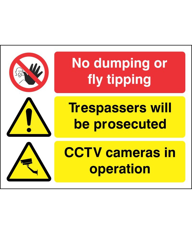 No Dumping Or Fly Tipping 3-Point Prosecution Sign