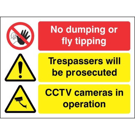 No Dumping Or Fly Tipping 3-Point Prosecution Sign