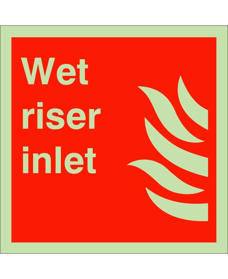 Wet Riser Inlet Glow In The Dark Sign